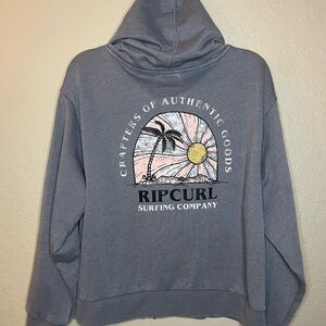 Womens Rip Curl zip up hoodie size medium gray blue Sunset sweatshirt beach surf